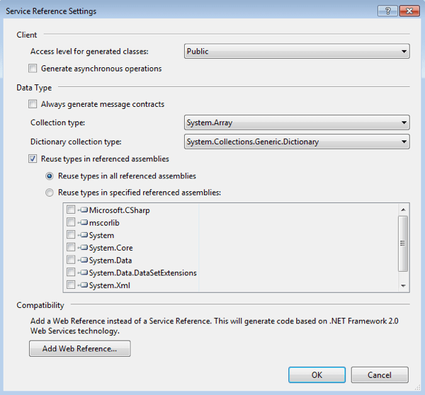 Click en el botón Add Web Reference...