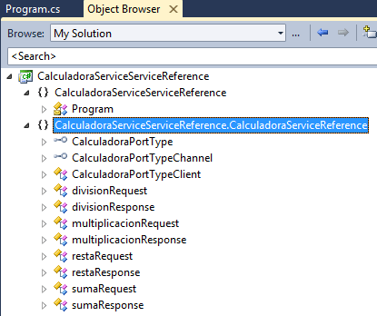 Objetos generados por svcutil.exe