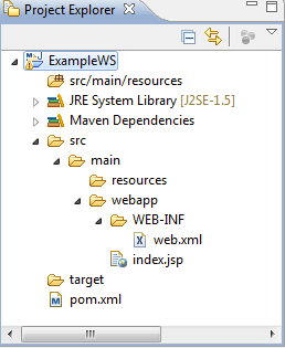 Arquitectura creada por Maven para una aplicación web.