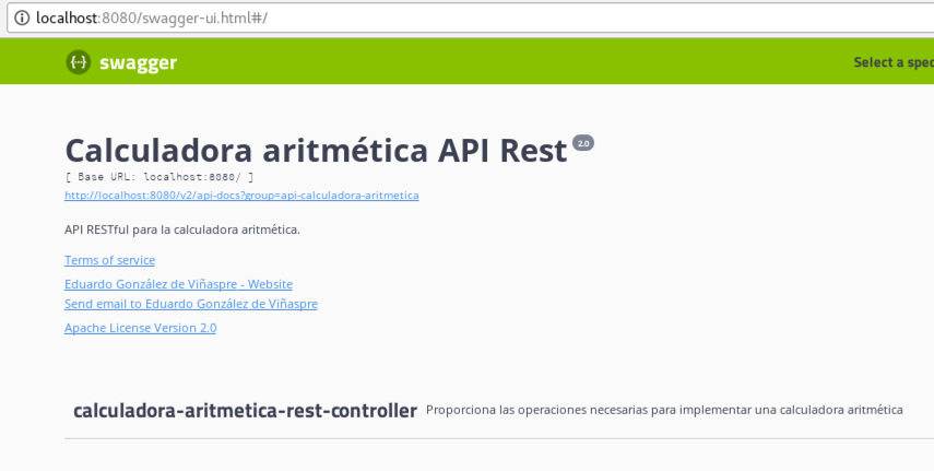 Documentación swagger para el proyecto de calculadora aritmética